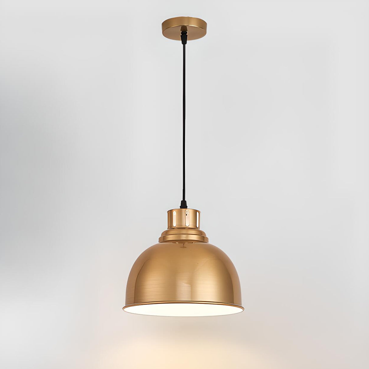 Modern Brass Gold Finish Dome Metal Pendant Lights Set Image - 29