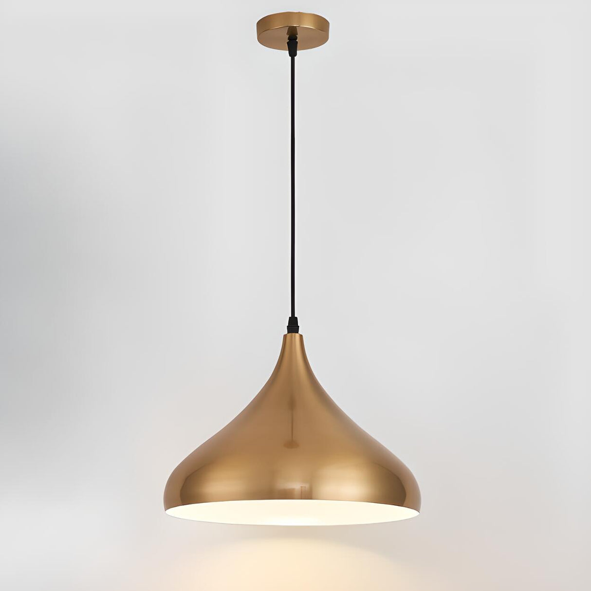 Modern Brass Gold Finish Dome Metal Pendant Lights Set Image - 36