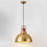 Modern Brass Gold Finish Dome Metal Pendant Lights Set Image - 37