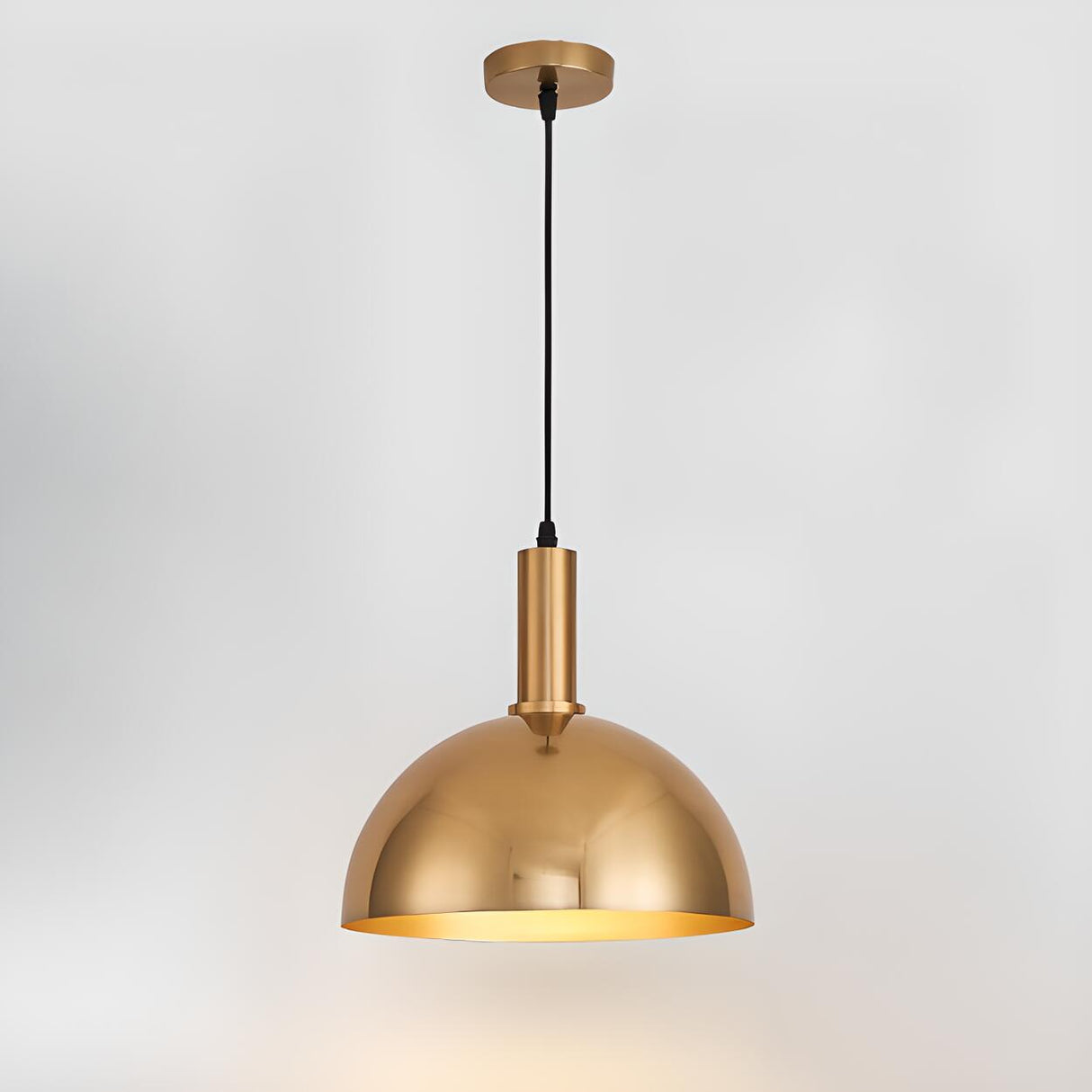 Modern Brass Gold Finish Dome Metal Pendant Lights Set Image - 39