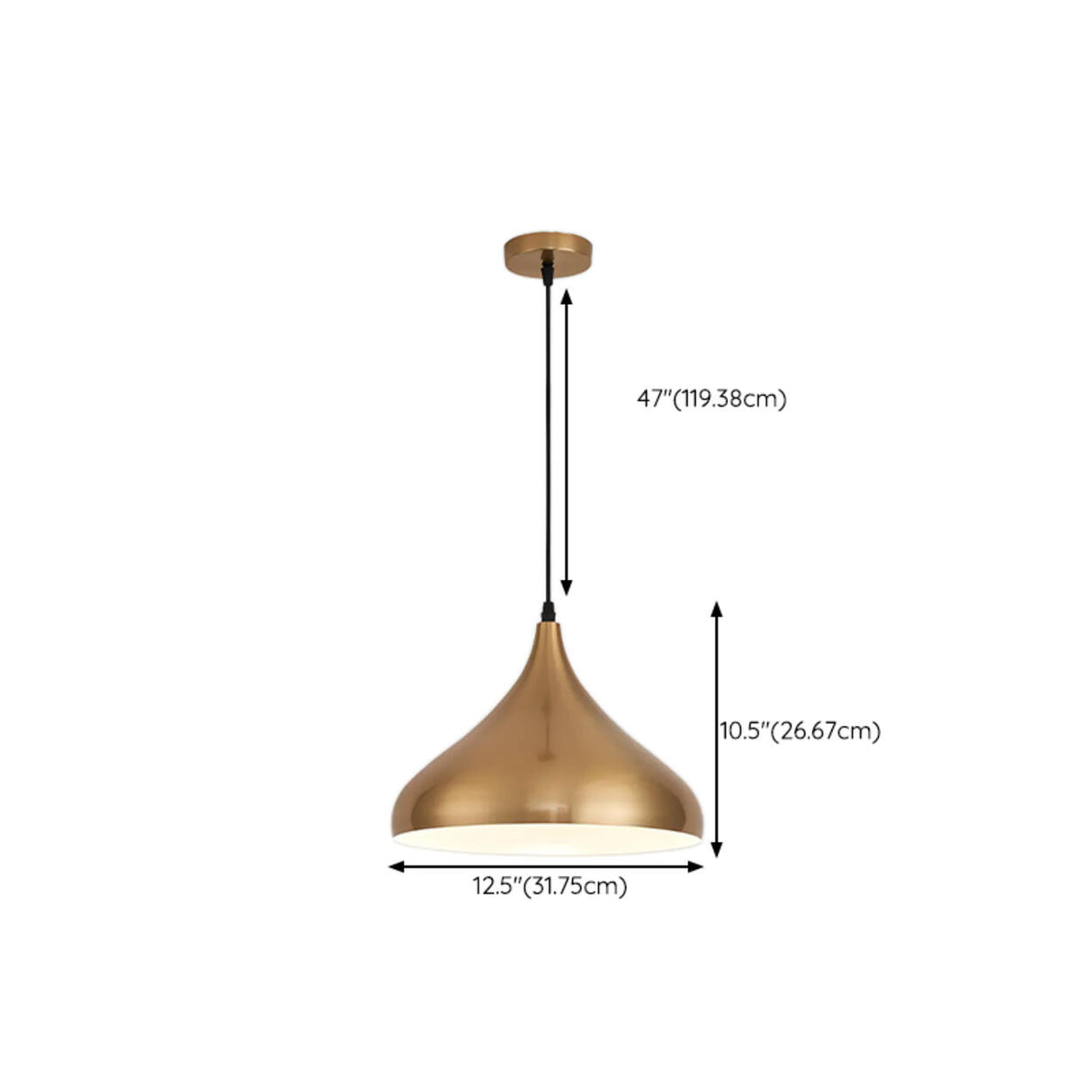 Modern Brass Gold Finish Dome Metal Pendant Lights Set 