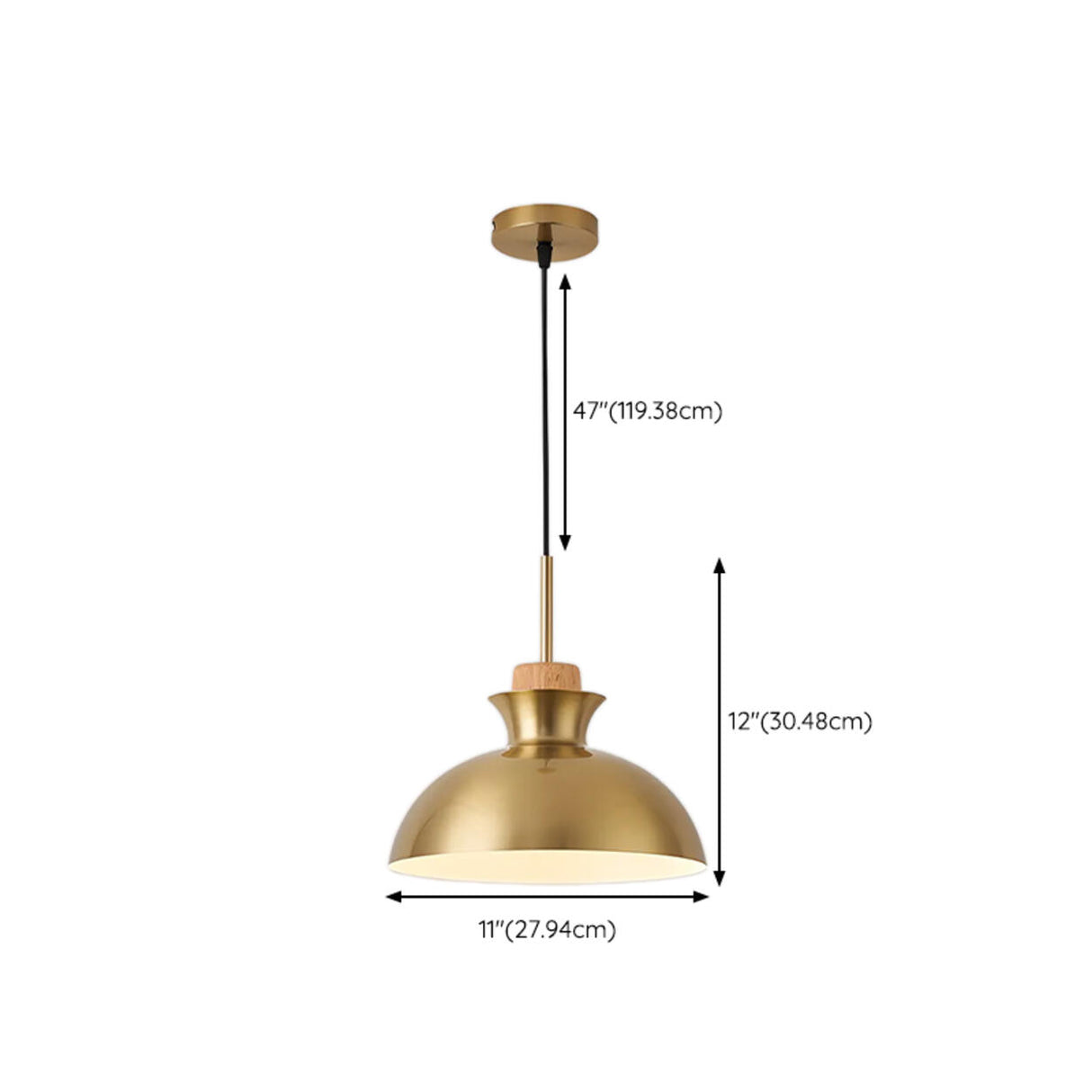 Modern Brass Gold Finish Dome Metal Pendant Lights Set Image - 61