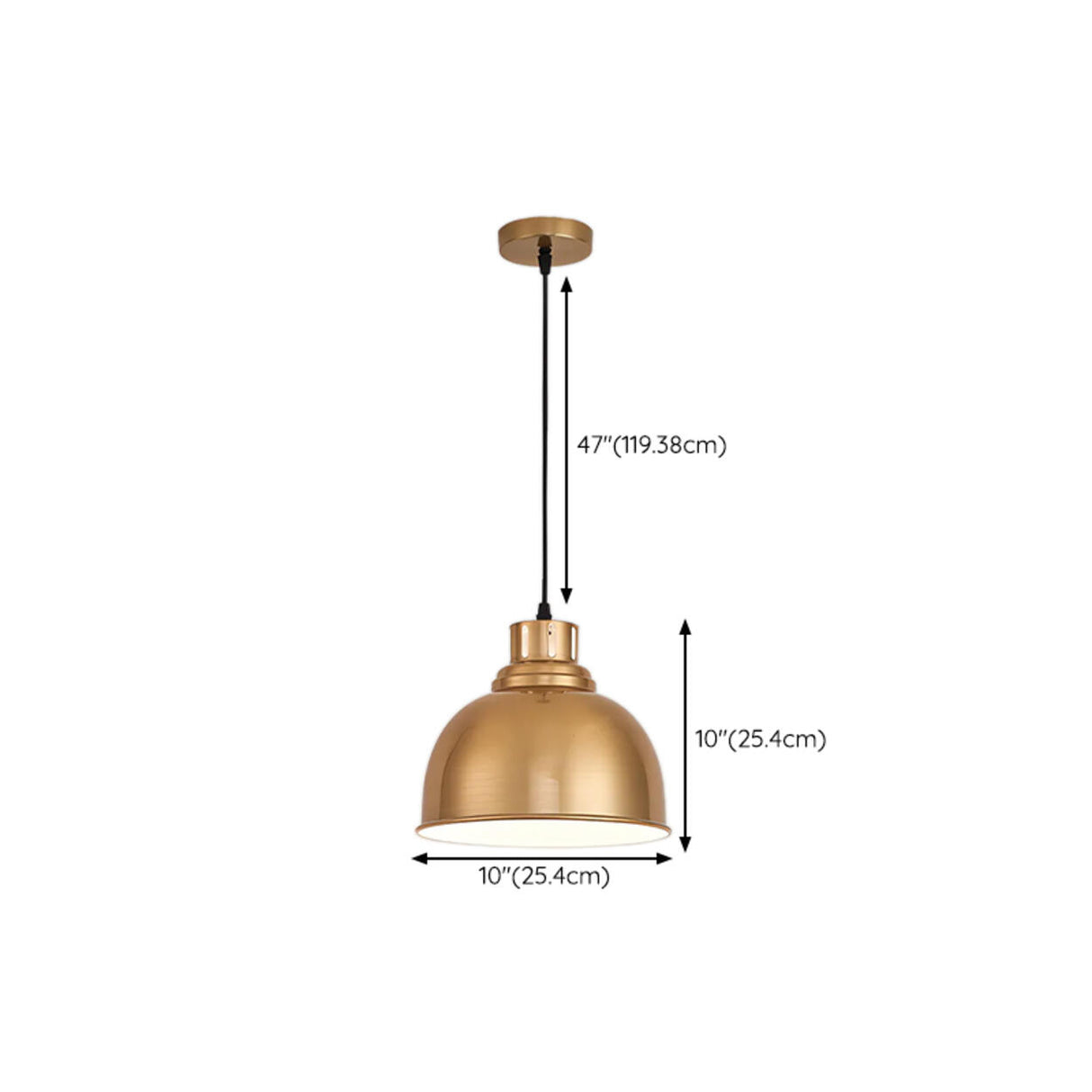 Modern Brass Gold Finish Dome Metal Pendant Lights Set Image - 66