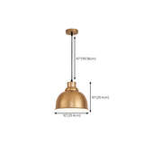 Modern Brass Gold Finish Dome Metal Pendant Lights Set Image - 66