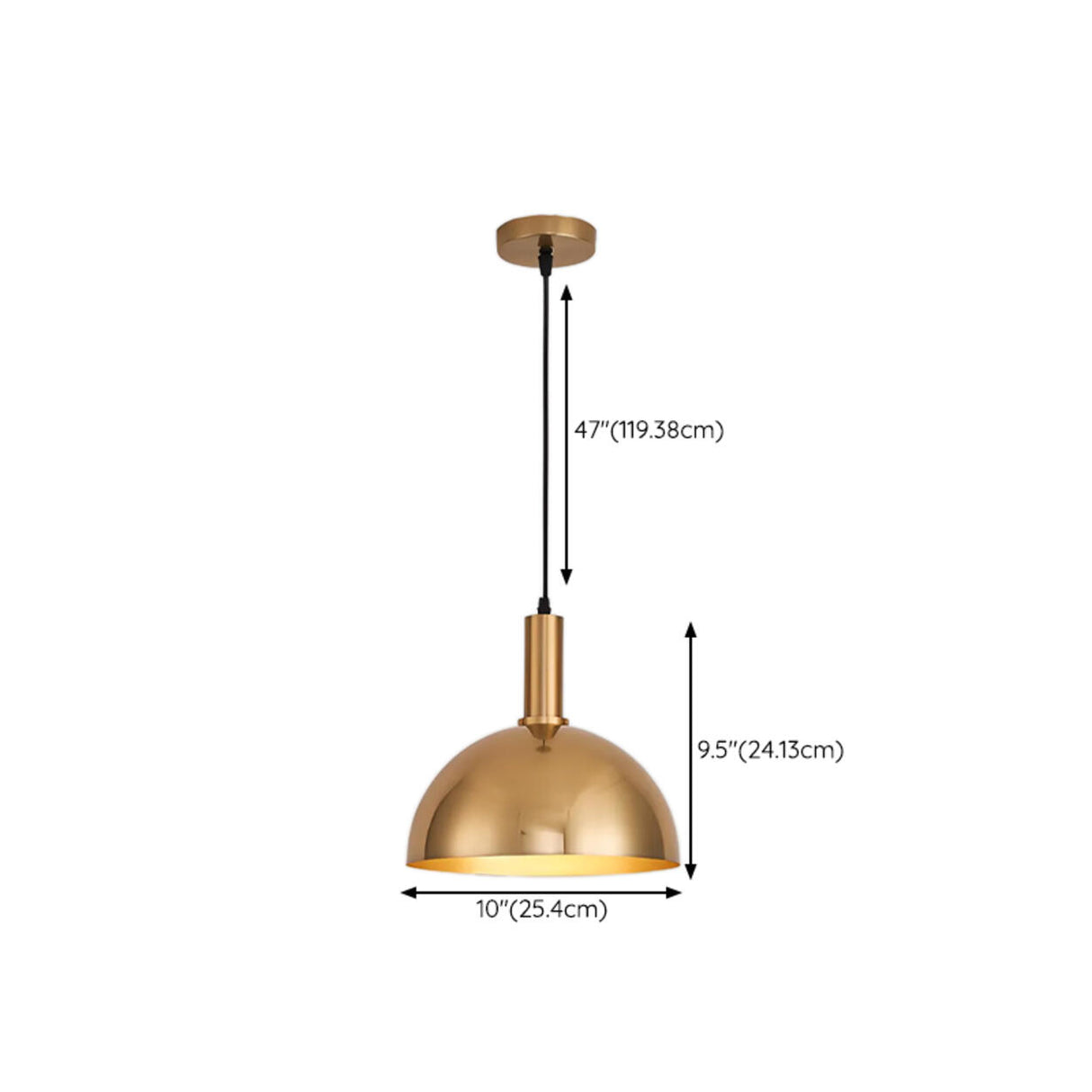 Modern Brass Gold Finish Dome Metal Pendant Lights Set Image - 68