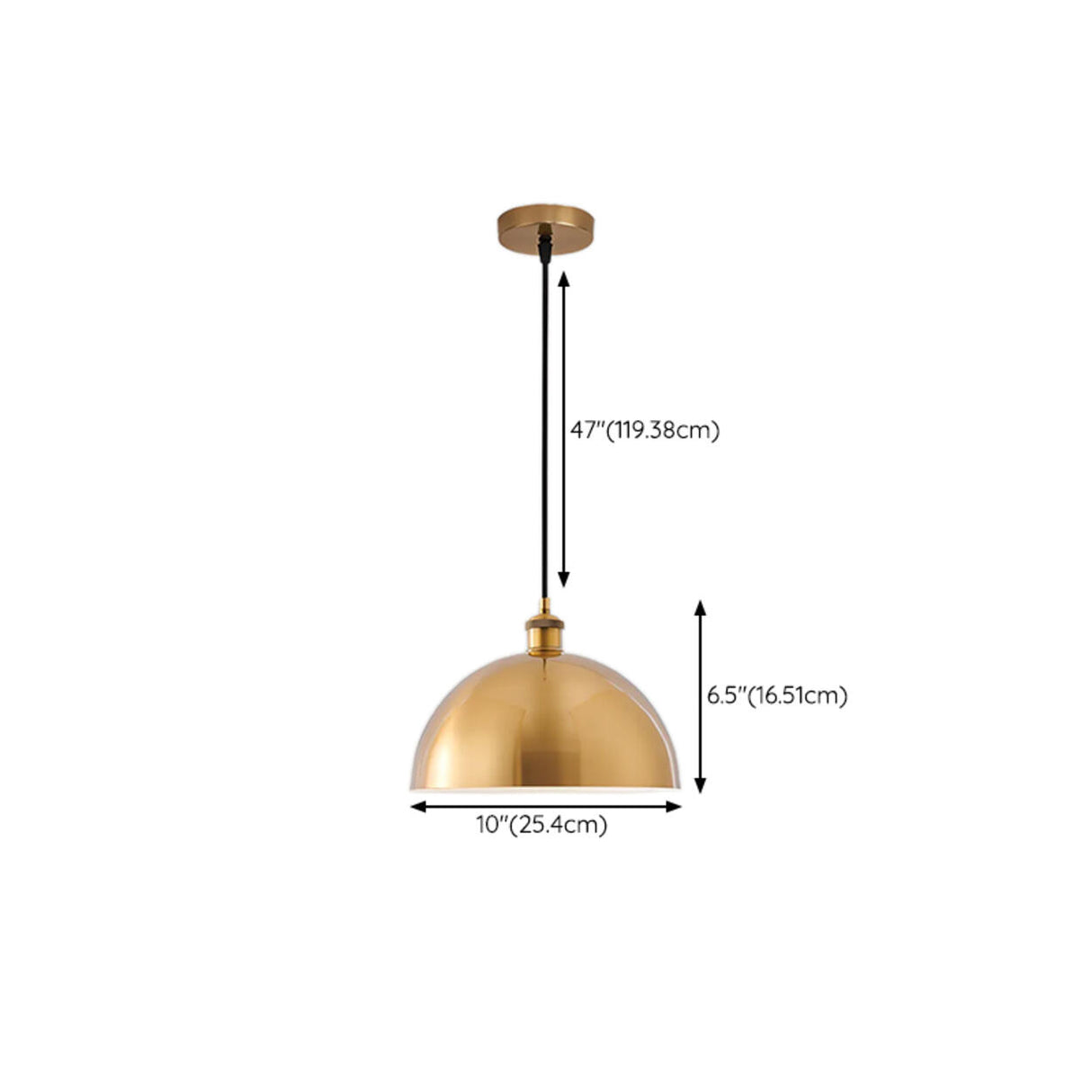 Modern Brass Gold Finish Dome Metal Pendant Lights Set Image - 69