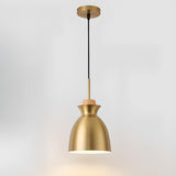 Modern Brass Gold Finish Dome Metal Pendant Lights Set Image - 7