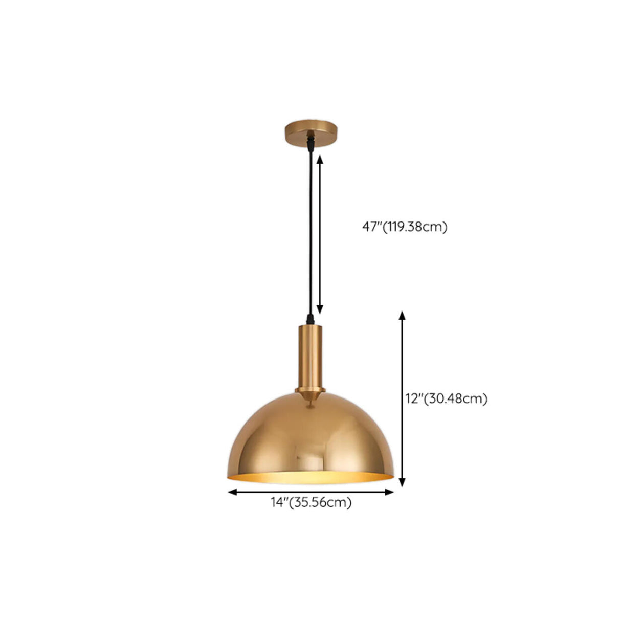 Modern Brass Gold Finish Dome Metal Pendant Lights Set Image - 72