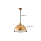 Modern Brass Gold Finish Dome Metal Pendant Lights Set Image - 73