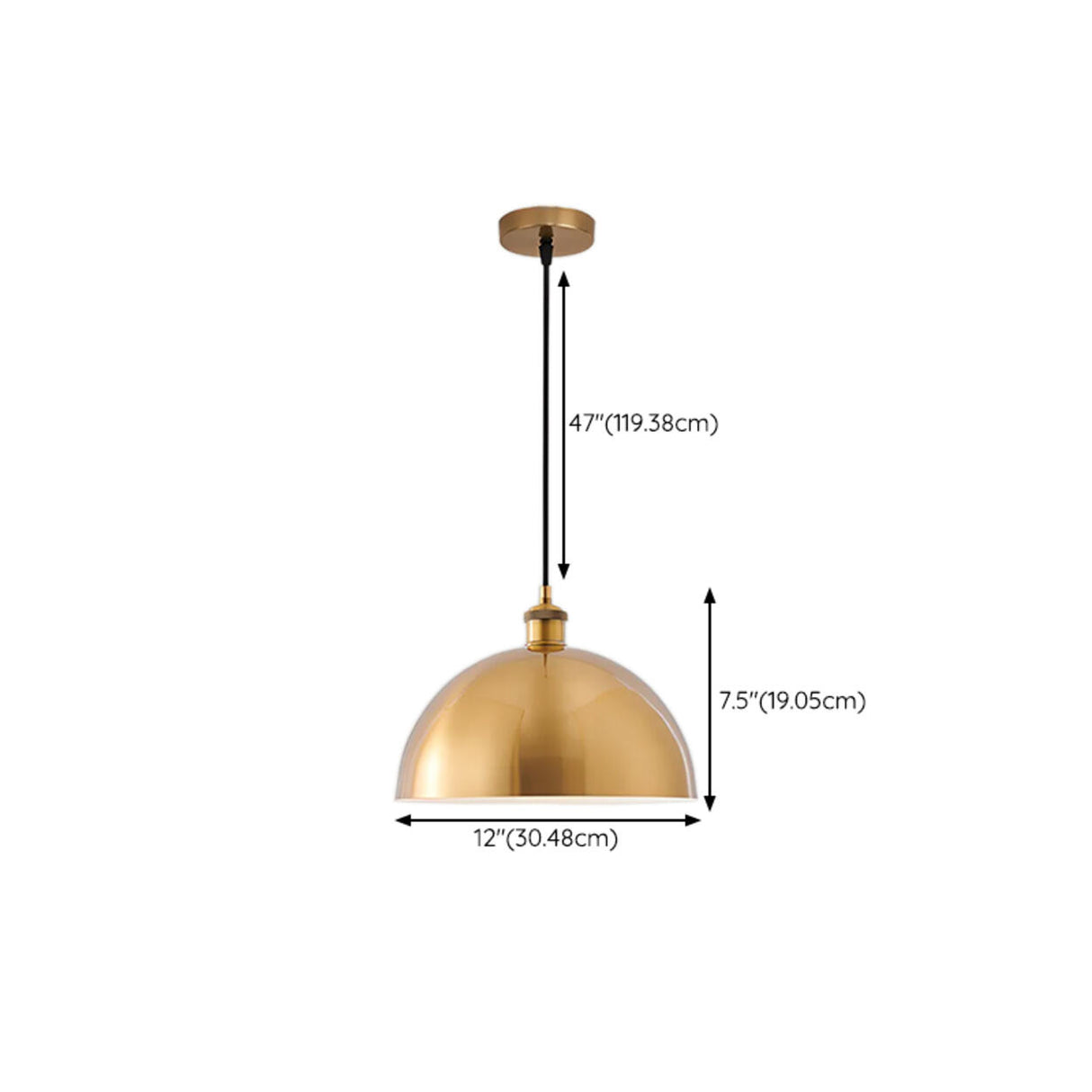 Modern Brass Gold Finish Dome Metal Pendant Lights Set Image - 86