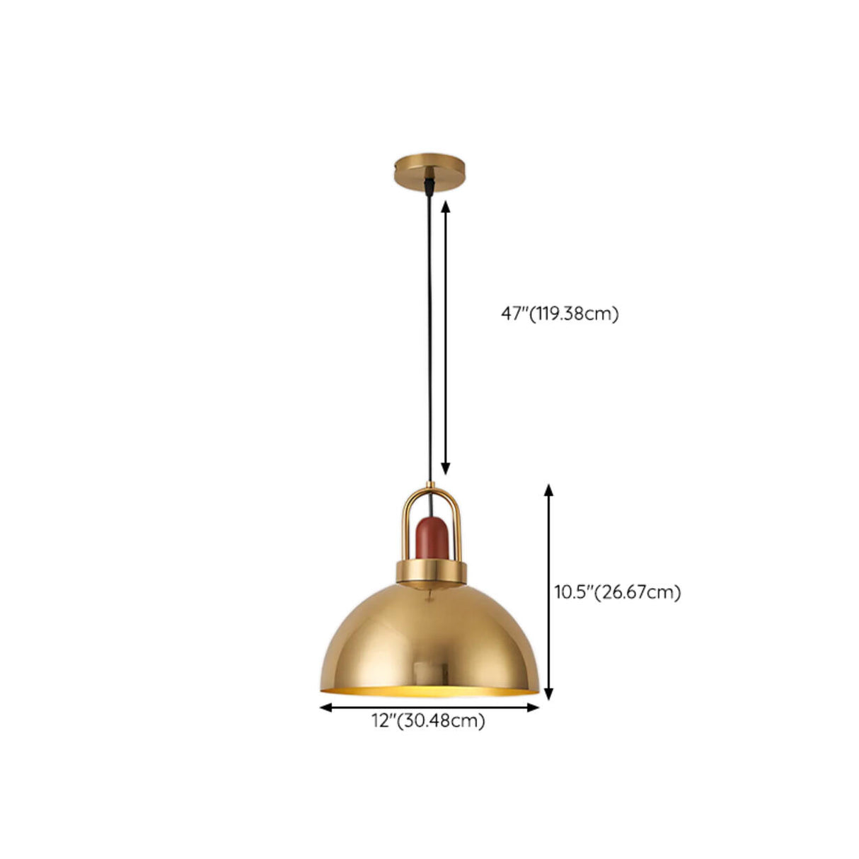 Modern Brass Gold Finish Dome Metal Pendant Lights Set Image - 88