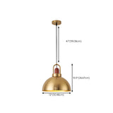 Modern Brass Gold Finish Dome Metal Pendant Lights Set Image - 88