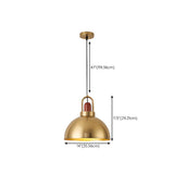 Modern Brass Gold Finish Dome Metal Pendant Lights Set Image - 89