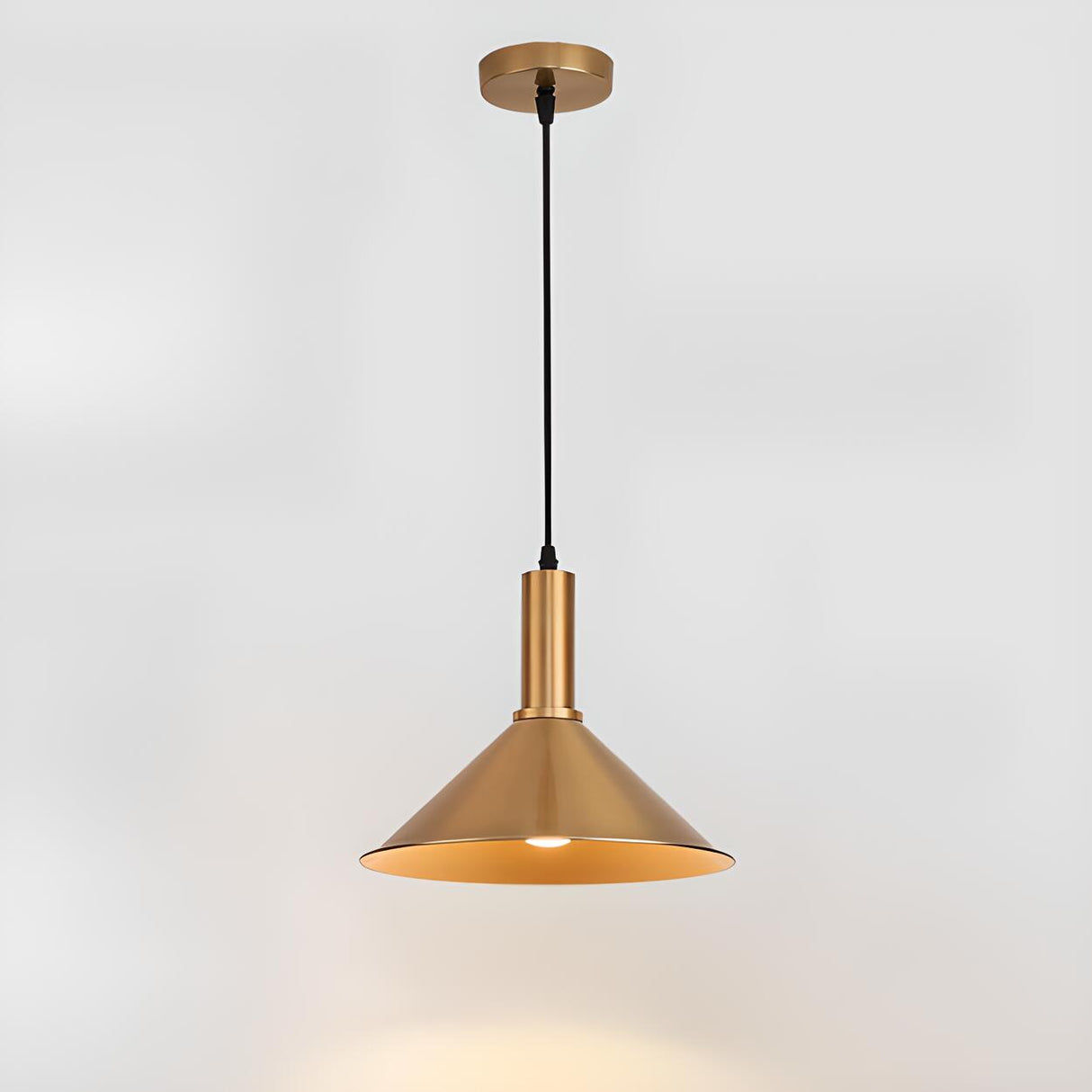 Modern Brass Gold Finish Dome Metal Pendant Lights Set Image - 9