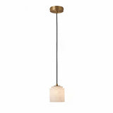 Modern Brass Metal Bowl Stone Pendant Light Set Image - 7