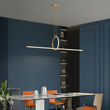 Modern Brass Ring and Linear Kitchen Island Light  Image - 11