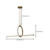 Modern Brass Ring and Linear Kitchen Island Light  #size