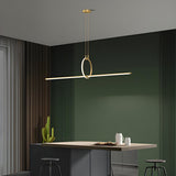 Modern Brass Ring and Linear Kitchen Island Light  Image - 3