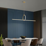 Modern Brass Ring and Linear Kitchen Island Light  Image - 4