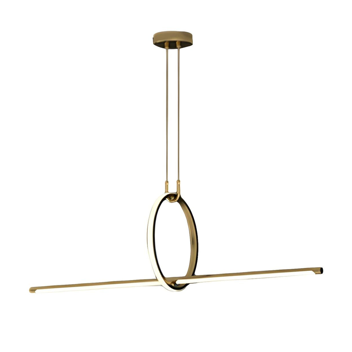 Modern Brass Ring and Linear Kitchen Island Light  Image - 5