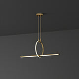 Modern Brass Ring and Linear Kitchen Island Light  Image - 6