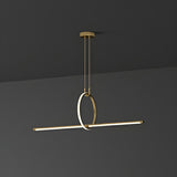 Modern Brass Ring and Linear Kitchen Island Light  Image - 7