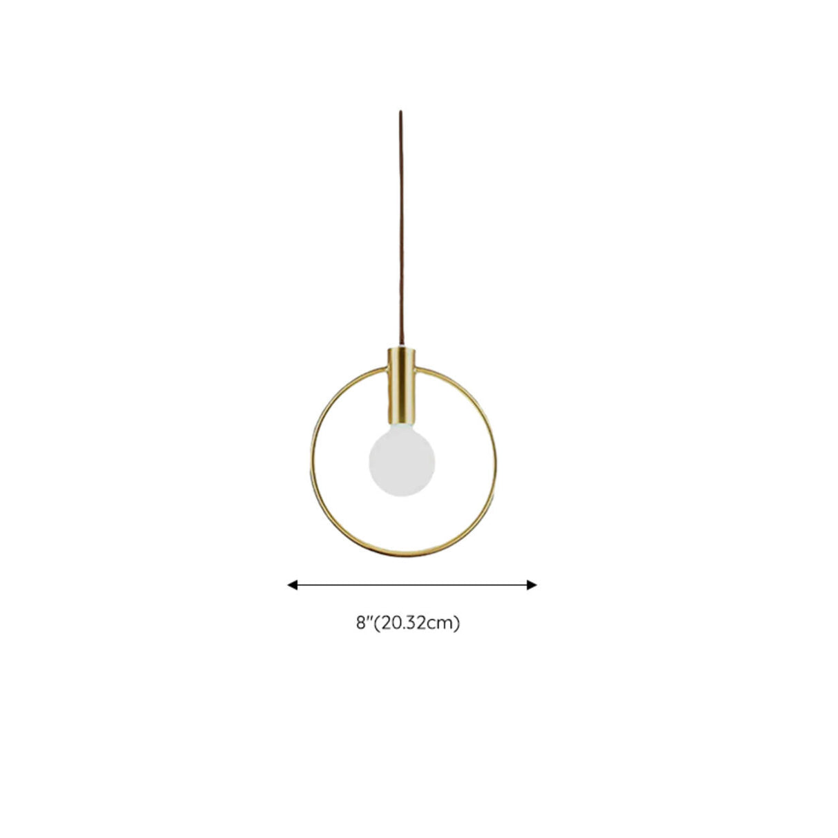 Modern Brass Ring White Glass Globe Kitchen Pendant Light 