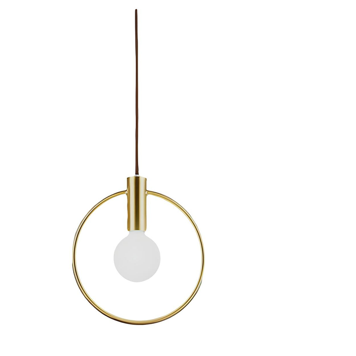 Modern Brass Ring White Glass Globe Kitchen Pendant Light Image - 5