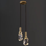 Modern Brass Rock Clear Crystal Pendant LIght Image - 3