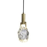 Modern Brass Rock Clear Crystal Pendant LIght Image - 7