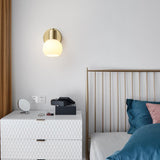 Modern Brass Round White Wall Sconce Light Image - 1