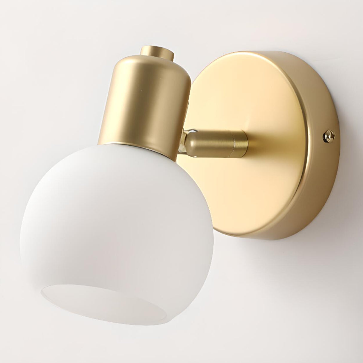 Modern Brass Round White Wall Sconce Light Image - 10