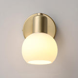 Modern Brass Round White Wall Sconce Light Image - 4