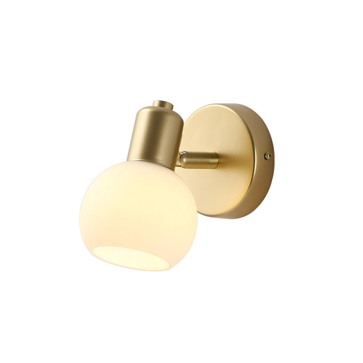 Modern Brass Round White Wall Sconce Light Image - 5