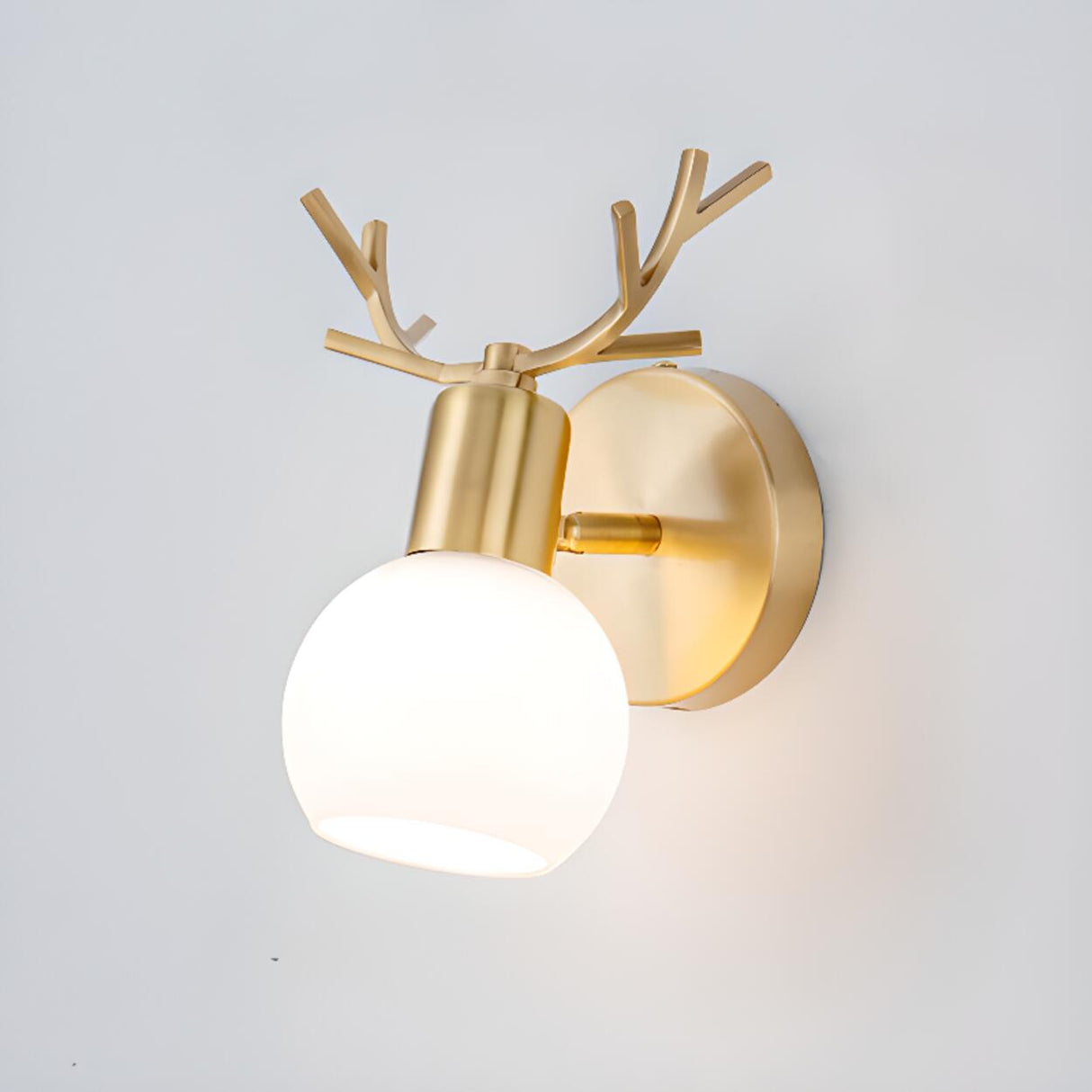 Modern Brass Round White Wall Sconce Light Image - 6