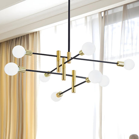 Modern Brass Sputnik Glass Globe Pendant Chandelier Image - 2