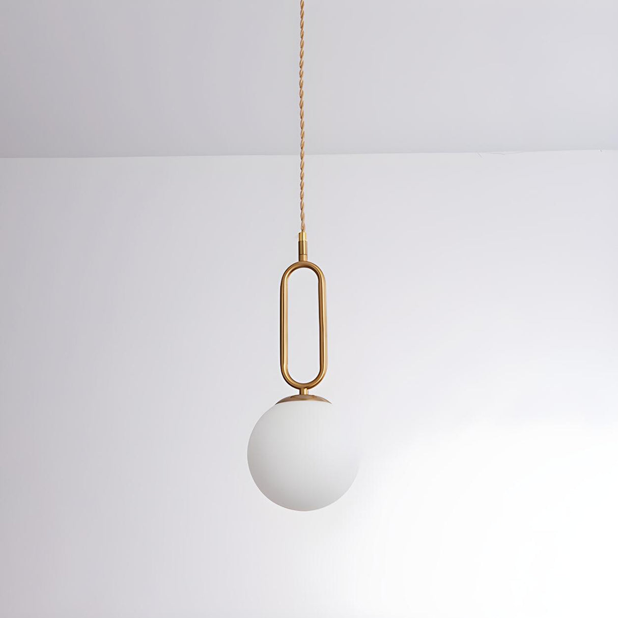 Modern Brass White Glass Globe Kitchen Island Pendant Light Image - 10