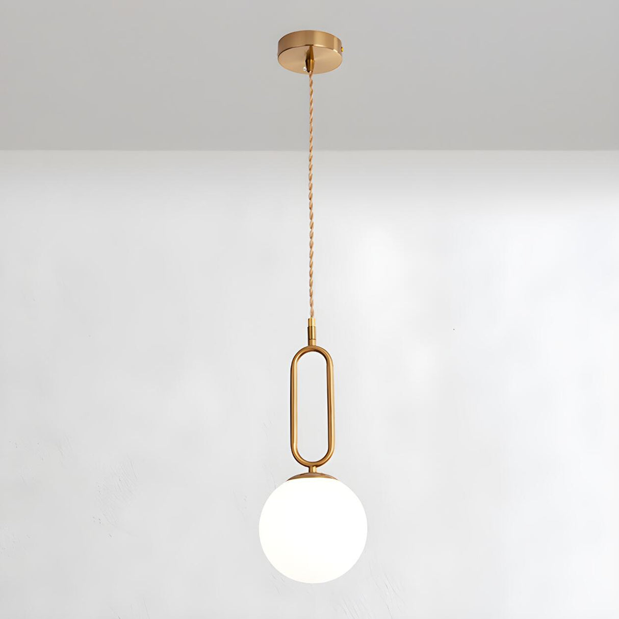 Modern Brass White Glass Globe Kitchen Island Pendant Light Image - 2