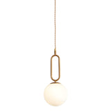 Modern Brass White Glass Globe Kitchen Island Pendant Light Image - 6