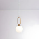 Modern Brass White Glass Globe Kitchen Island Pendant Light Image - 8