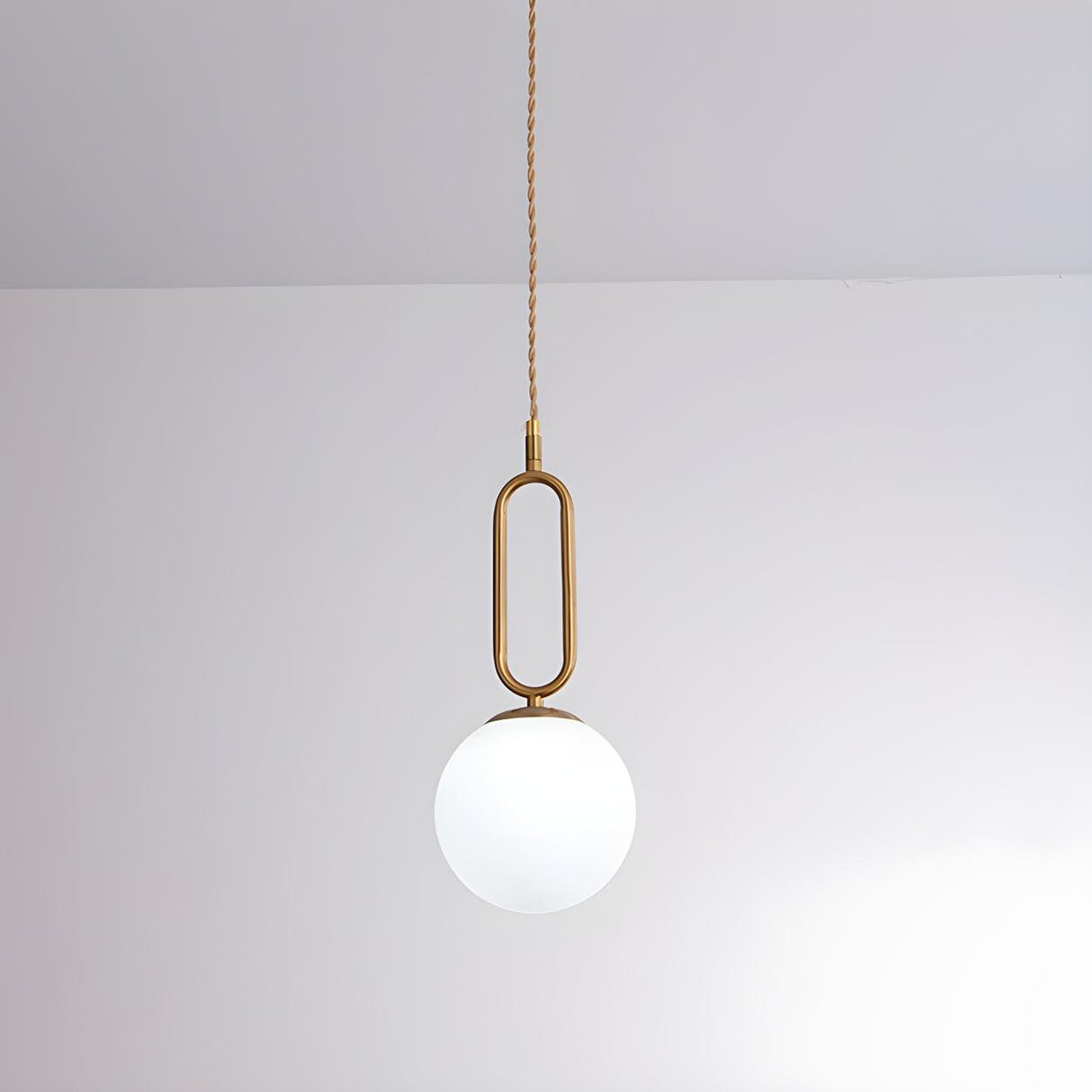 Modern Brass White Glass Globe Kitchen Island Pendant Light Image - 9