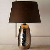 Modern Brown Fabric Textured Finish Ceramic Table Lamp Image - 4