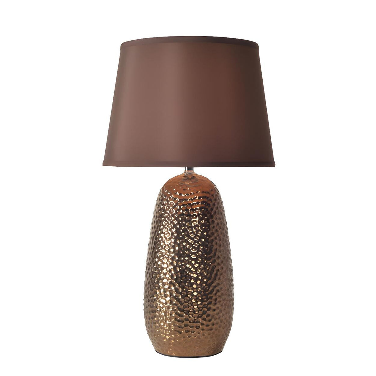 Modern Brown Fabric Textured Finish Ceramic Table Lamp Image - 5