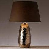 Modern Brown Fabric Textured Finish Ceramic Table Lamp Image - 9