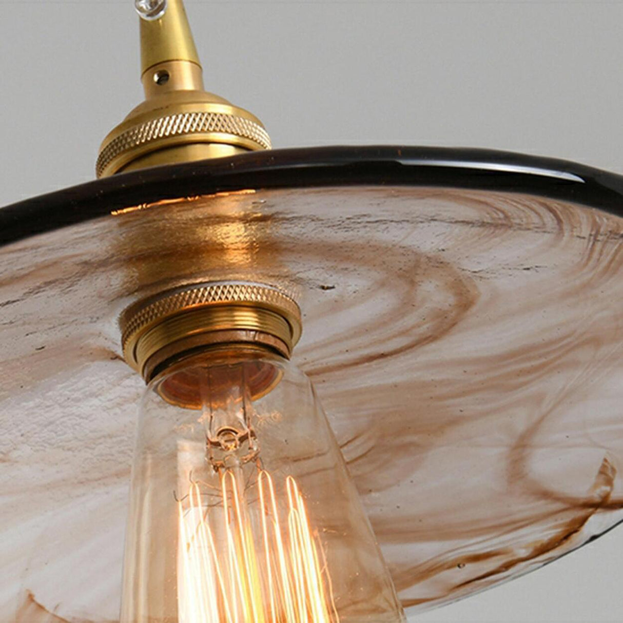 Modern Brown Geometric Glass Floral Wavy Pendant Light Image - 13