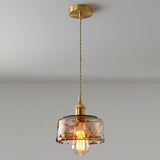 Modern Brown Geometric Glass Floral Wavy Pendant Light Image - 16