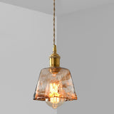 Modern Brown Geometric Glass Floral Wavy Pendant Light Image - 2