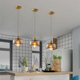 Modern Brown Geometric Glass Floral Wavy Pendant Light Image - 23