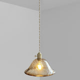 Modern Brown Geometric Glass Floral Wavy Pendant Light Image - 27