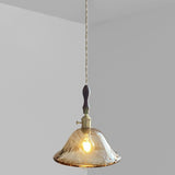 Modern Brown Geometric Glass Floral Wavy Pendant Light Image - 28